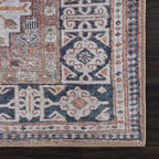 Bloom Rugs Washable Non-Slip 2' x 3' Rug - Brown/Blue/Orange Traditional Oriental Area Rug for Living Room, Bedroom, Dining Room, and Kitchen - Exact Size: 2' x 3'