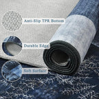 Tepook Modern Area Rug for Living Room, 8x10 Geometric Large Rugs for Bedroom, Washable Patchwork Rug Indoor Non-Slip Throw Carpets for Dining Room Office Farmhouse Home Decor, Blue