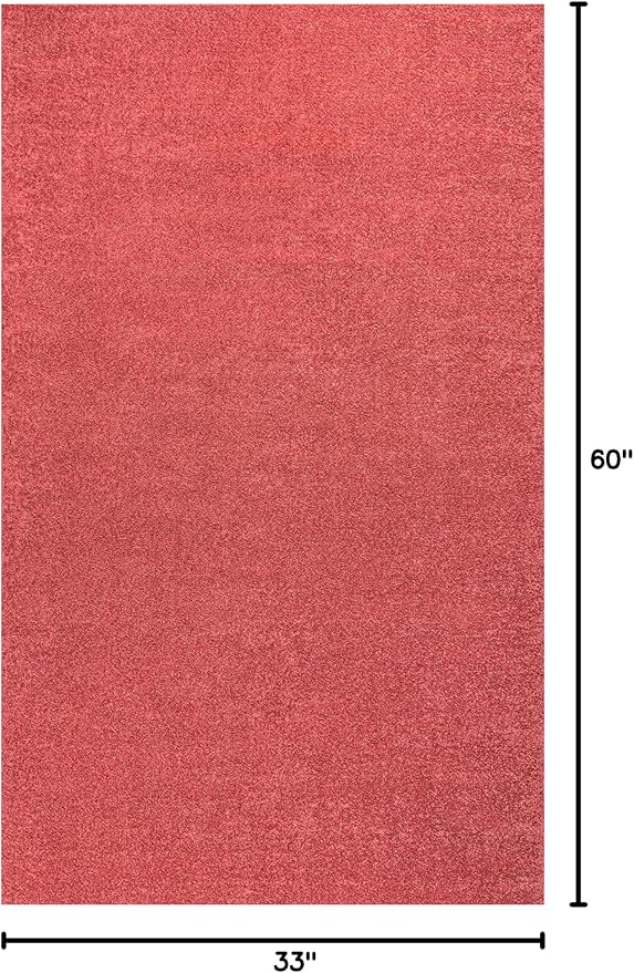 Eyely UES100E-3 Supersoft Haze Solid Low-Pile Indoor Area Rug Casual;Contemporary;Solid;Traditional, Bedroom, Kitchen, Living Room, Easy-Cleaning, Non-Shedding, 3 X 5, Red