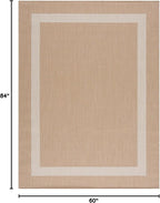CAMILSON Outdoor Rug 5x7, Modern Outside Rugs for Patios Porches Waterproof Durable Washable Non-Shedding, Easy-to-Clean Indoor Outdoor Area Carpet (5 x 7, Bordered - Beige/White)
