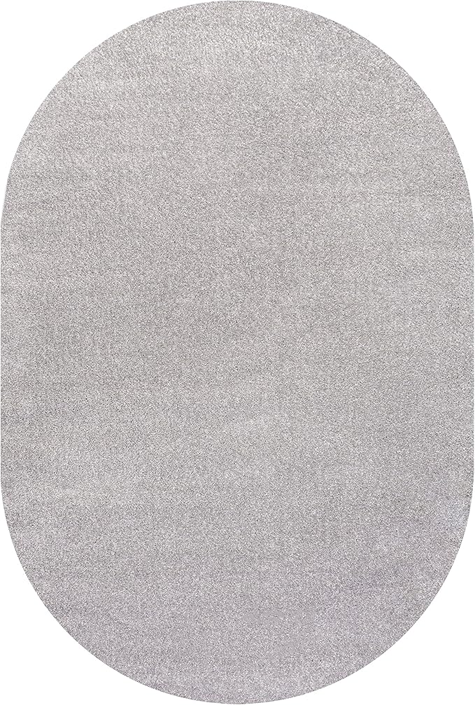 Eyely UES100K-5OV Supersoft Haze Solid Low-Pile Indoor Area Rug, Coastal, Bohemian, Minimalist, Classic, Casual for Bedroom,Kitchen,Living Room,Non Shedding,Easy-Washing, Gray, 5 X 8 Oval