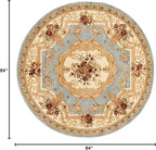 Rugs.com Chateau Collection Rug – 7' Round Light Blue Medium Rug Perfect for Kitchens, Dining Rooms