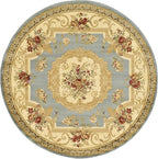 Rugs.com Chateau Collection Rug – 6 Ft Round Light Blue Medium Rug Perfect for Kitchens, Dining Rooms