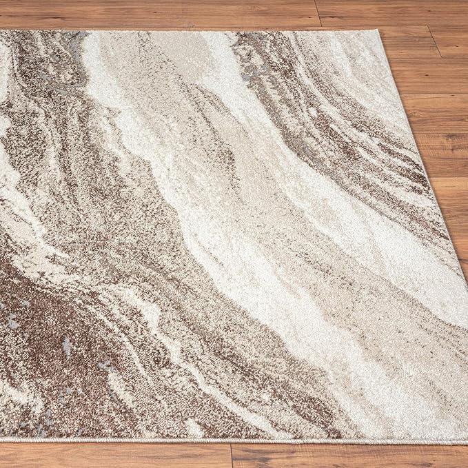LUXE WEAVERS Lagos Collection 7983 Brown 6x9 Art Deco Geometric Area Rug