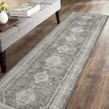 GENIMO Runner Rug 2x10 Non Slip Machine Washable Hallway Runner Rug, Low Pile Lightweight Rugs for Entryway, Hallway, Kitchen and Corridor, Vintage Grey