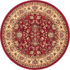 Unique Loom Sialk Hill Collection Area Rug - Washington (5' Round Burgundy/Cream)