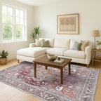 Washable Area Rug. Modern Farmhouse. Vintage. Turkish. Bohemian. Distressed. Oriental. Traditional. Rugs for Living Room. Dining. Bedroom. Office. Entryway. Foyer. (857RB, 5'9 x 8'9)