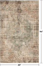 Low Pile Office Rugs for Rolling Chairs - 5x8 Modern Abstract Dark Rugs for Living Room, Large Entryway, Brown and Green with Burnt Orange Accent, Non Slip with Rubber Backed & Stain Resistant