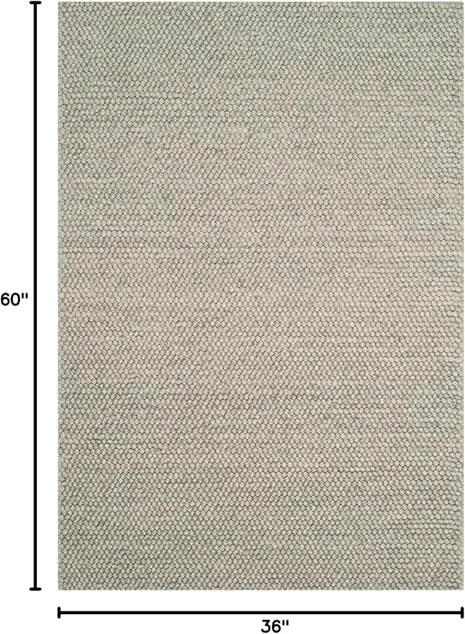 SAFAVIEH Area Rug 3x5 - Natura Collection - Silver, Handmade Wool Blend, Textured Design, Ideal for Living Room, Bedroom, Dining Space (NAT620C)