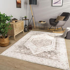 Paco Home Oriental Area Rug with Faded Vintage Look in Beige, Size: 5'3" x 7'3"