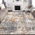 Area Rug Living Room Rugs - 6x9 Washable Large Soft Indoor Neutral Modern Abstract Low Pile Rug Carpet for Bedroom Dining Room Farmhouse Home Office - Grey Brown
