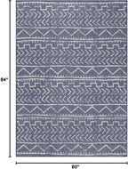 Beverly Rug Waikiki Indoor Outdoor Rug 5x7, Washable Outside Carpet for Patio, Deck, Porch, Trellis Area Rug, Water Resistant, Blue - White
