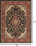Well Woven Barclay Collection Medallion Kashan Black 6x9 Area Rug - for Living Room, Bedroom, and Dining Room