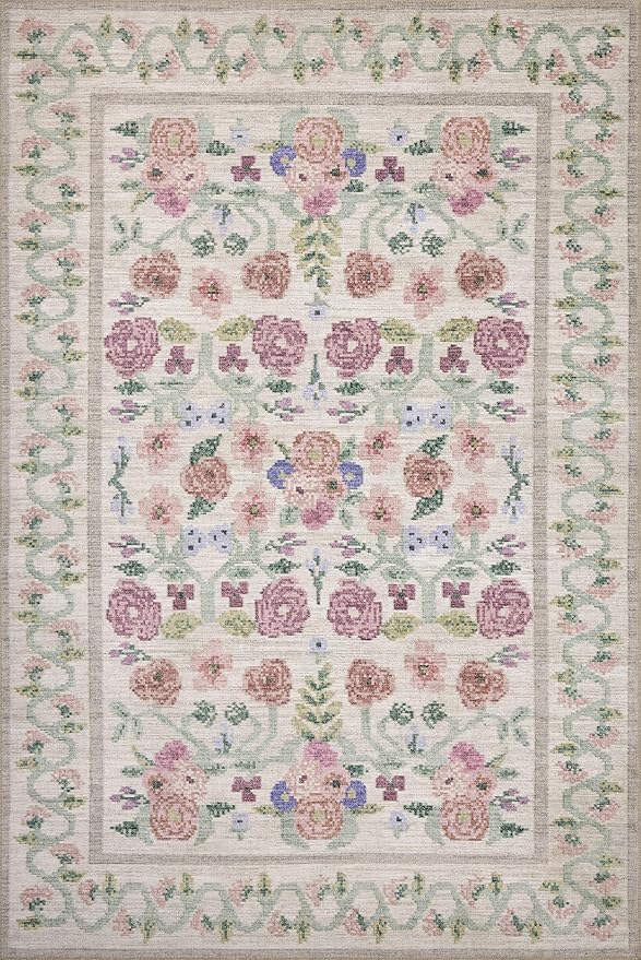 Loloi Rifle Paper Co. Rosa Collection RSA-01 Ivory 2'-6" x 9'-6" Runner Rug