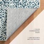 Dash and Albert Temple Ink Machine Washable Area Rug - 4' x 6' Blue - Geometric Accent Rug - Anti-Slip Backing, Lightweight, Machine Washable, High Traffic Areas Kitchen, Mudroom, Laundry Room