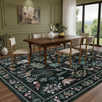 9x12 Area Rugs Living Room Rug: Vintage Washable Rug Floral Soft Carpet Indoor Floor Non-Slip Boho Stain Resistant Large Carpets for Bedroom Kids Nursery Dining Room Farmhouse Home Office Green