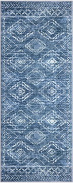 KILOCOCO Runner Rug 2x5 Hallway Runner Rugs Washable Kitchen Runners Non Slip Printed Distressed Laundry Room Rug, Low-Pile Soft Rug Runners for Entryway Bedroom Living Room Bathroom, Stonewashed Blue