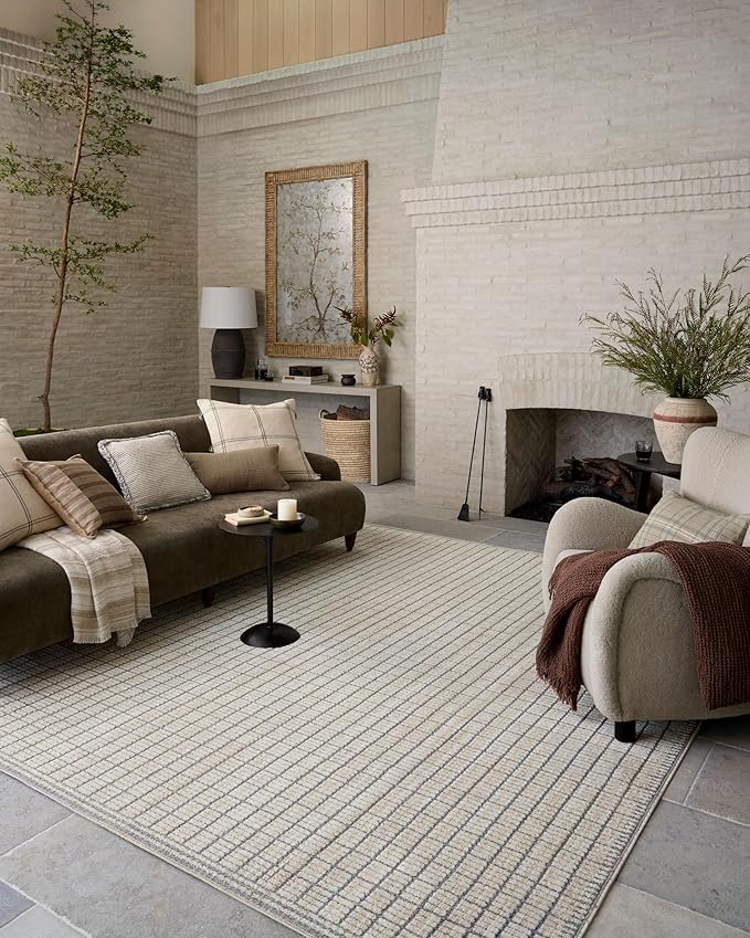 Loloi Amber Lewis Bexley Collection BEX-04 Slate/Natural 9' x 13' Area Rug Neutral, Textured, Living, Bedroom, Dining, Carpet