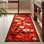 Rugcomf Runners for Hallways Kitchen Runner Rug Non Slip 2'x 10' Long Washable Rugs with Rubber Backing Soft Floral Carpet Runner for Hallways, Kitchen, Laundry, Bedroom, Bathroom(Red)