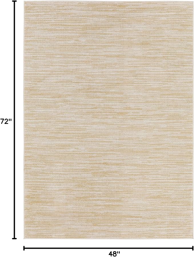 Nourison Home Nourison Essentials Ivory Gold 4' x 6' Area Rug - Easy Clean, Non Shedding, Bed Room, Living Room, Dining Room, Kitchen (4' x 6')