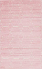 Unique Loom Trellis Frieze Collection Area Rug - Geometric (5' 1" x 8', Light Pink/ Ivory)