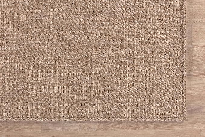CAMILSON Easy Jute Rug 8x10, Indoor Outdoor Natural Color Fiber Area Rugs for Living Room Patio and Kitchen Rug, Solid Boho Woven Design, Easy-Cleaning, Washable Outside Carpet Alfombras (8 x 10)