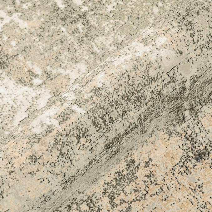 Machine Washable Area Rug 9x12 Beige Gray Large Living Room Indoor Accent Rug Neutral Modern Abstract Low Pile Carpet Non Slip Distressed Throw Rug Bedroom Office Dining Room