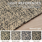 Collive Washable Small Bathroom Rug 2x3, Hand Woven Low Profile Front Door Mat Natural/Black Farmhouse Entryway Rugs, Cotton Reversible Kitchen Carpet for Foyer Bedroom Door Decor