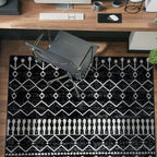 Rugshop Boho Black and White Tribal Area Rug – Geometric Diamond and Stripe Pattern Carpet for Living Room, Bedroom, or Entryway – Soft Modern Bohemian Floor Décor 4' x 6' Black