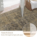 6x9 Brown Black Area Rug for Living Room Washable Vintage Distressed Carpet Large Bedroom Low Pile Non Slip Indoor Soft Retro Throw Accent Rug Office Kitchen Bathroom Dining Room