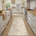 2x6 Beige Washable Vintage Area Rug for Living Room Bedroom Soft Tranditional Non Slip Runner Rug Lightweight Floral Low Pile Distressed Runner Entrance Laundry Room Hallway