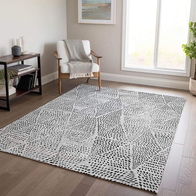 Addison Rugs Chantille ACN591 Pewter 9' x 12' Indoor Outdoor Area Rug, Easy Clean, Machine Washable, Non Shedding, Bedroom, Living Room, Dining Room, Kitchen, Patio Rug