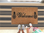 KOZYFLY Striped Front Door Mat 3x5 Ft Brown and Black Front Door Rug Cotton Washable Indoor Outdoor Rug Doormats Outdoor Striped Area Rugs for Kitchen Entryway Front Porch