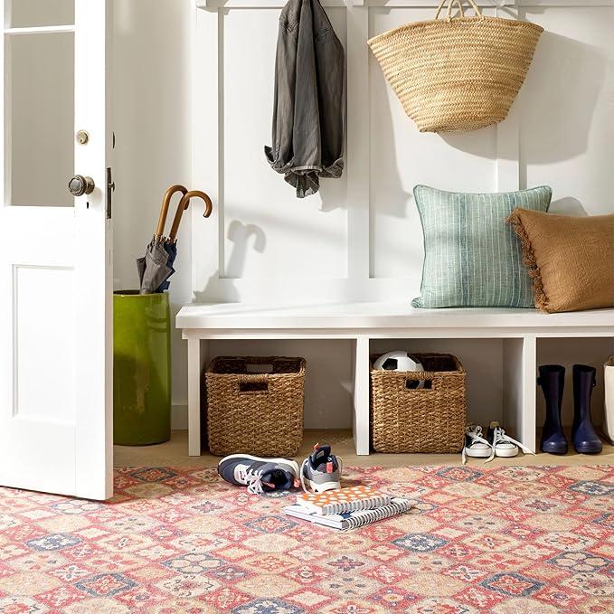 Dash and Albert Pali Machine Washable Area Rug - 4' x 6' Multicolor - Geometric Accent Rug - Anti-Slip Backing, Lightweight, Machine Washable, High Traffic Areas Kitchen, Mudroom, Laundry Room