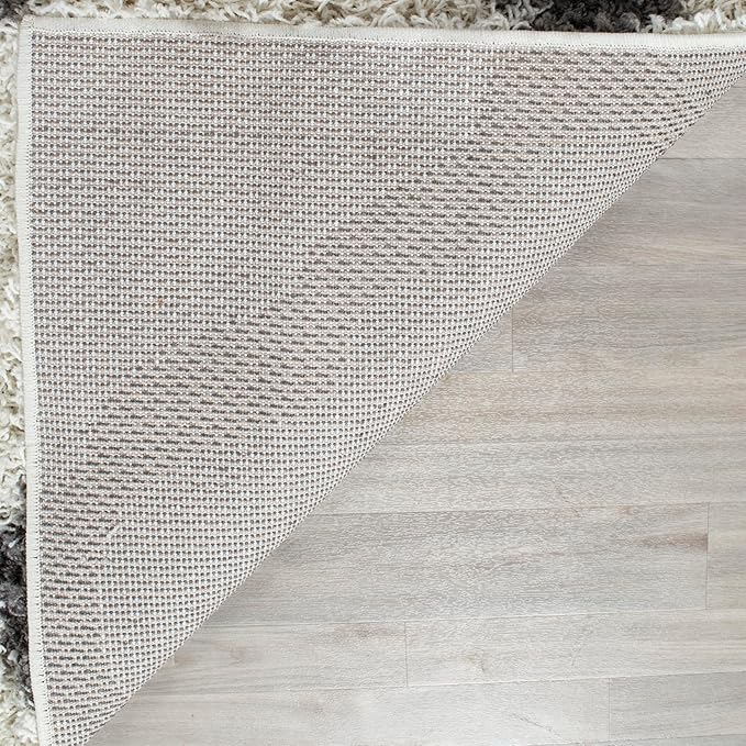 SAFAVIEH Dallas Shag Collection Runner Rug - 2'3" x 6', Ivory & Dark Grey, Trellis Design, Non-Shedding & Easy Care, 1.5-inch Thick Ideal for High Traffic Areas in Living Room, Bedroom (SGD257H)