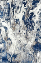 Abani Regal Blue Area Rug for Living Room, Bedroom - Swirl Abstract Pattern - 6' x 9' - Durable & Easy to Clean Washable