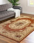 Rugs.com Chateau Collection Rug – 3' x 5' Brick Red Medium Rug Perfect for Entryways, Kitchens, Breakfast Nooks, Accent Pieces
