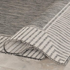 Nuloom Asha Grey/Ivory, 10' x 14', Casual, Striped Border, Soft and Cozy, High Traffic, Stain Resistant, Easy Clean, Durable Area Rug for Indoor/Outdoor Patio, Deck, Porch, Garden, Courtyard