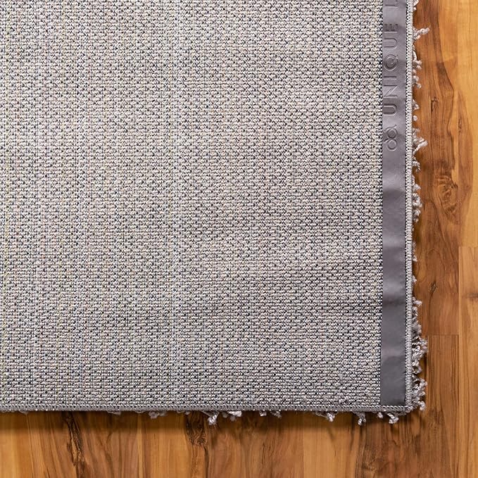 Unique Loom Solid Shag Collection Area Rug (3' 3" Square, Cloud Gray)