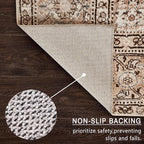 vivorug 5x7 Area Rugs - Ultra-Thin Washable Rug with Non-Slip Backing, Ideal for Living Room, Bedroom, Kitchen Floor Carpet - Vintage, Easy Clean, Durable, Sand/Antique