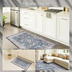 Fame Rugs Turkish Rug. Washable Vintage Oriental Antique Inspired Traditional Doormat Small Modern Area Rugs Luxury Entryway Entry Bedroom Bathroom Kitchen (409CN, 2'5 x 6'9)