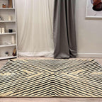 Alfa Rich 5x8 Geometric Beige Black Washable Area Rugs for Living Room Bedroom Kitchen Cotton Rug