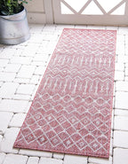 Unique Loom Outdoor Trellis Collection Area Rug - Tribal Trellis (2' x 8' Runner, Rust Red/ Ivory)