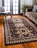 Unique Loom Taftan Collection Border Geometric Tribal Inspired Design Area Rug (9' 10 x 13' 0 Rectangular, Brown/ Tan)