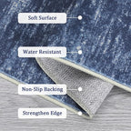 RUGSREAL Solid Runner Rug 2x6 Modern Hallway Runner Mat Machine Washable Ktichen Rug 2x6 Long Hallway Modern Indoor Throw Carpet for Bedside Living Room Bedroom Laundry, 2' x 6' Blue