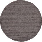Unique Loom Solid Shag Collection Area Rug (8' Round Graphite Gray)