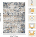 5x7 Washable Area Rug for Living Room, Multicolor Modern Vintage Abstract Rug Large Non-Slip Low Pile Soft Faux Wool Carpet, Kids and Pets Friendly for Bedroom Dining Room Farmhouse Home Decor Rug