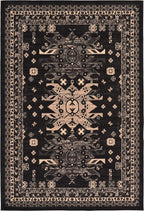 Unique Loom Taftan Collection Border Geometric Tribal Inspired Design Area Rug (6' 0 x 9' 0 Rectangular, Black/ Gray)