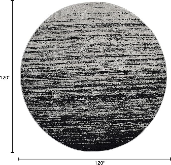 SAFAVIEH Adirondack Collection Area Rug - 10' Round, Silver & Black, Modern Ombre Design, Non Shedding & Easy to Clean, Ideal for Living Room, Bedroom, Office, Dining Space (ADR113A)
