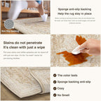 HUGEAR Entryway Machine Washable Area Rugs 2x3 Vintage Beige Brown Small Neutral Style Non Slip Stain Resistant Low Pile Throw Carpet for Hallway Kitchen Retro Aesthetic Modern Decor